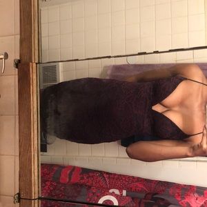 Midi Burgundy Lace on Lace Dress